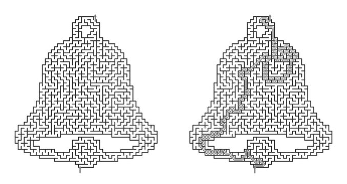 Holiday bell hard maze with solution set