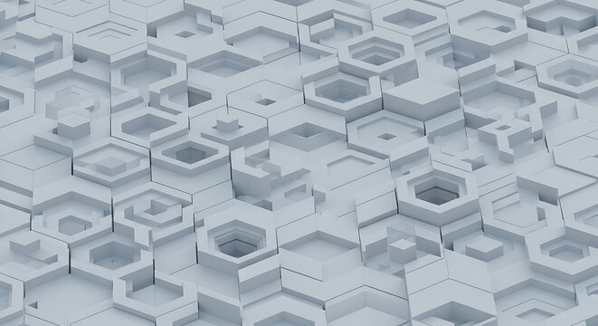 Abstract isometric hexagonal geometric surface texture background with abstract geometric hexagonal background isometric structure minimalist architecture rendering backdrop industrial