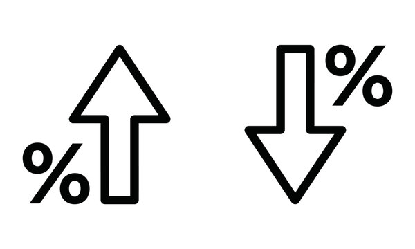Percentage increase and decrease icons . percentage vector icon and illustrations