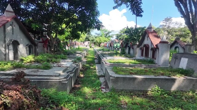 Pathway Through Historic Christian Cemetery in Malang, East Java, Indonesia