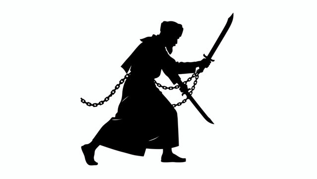 10 muharram ashura day ninja warrior, samurai sword, black silhouette, martial arts isolated on White Background vector eps silhouette