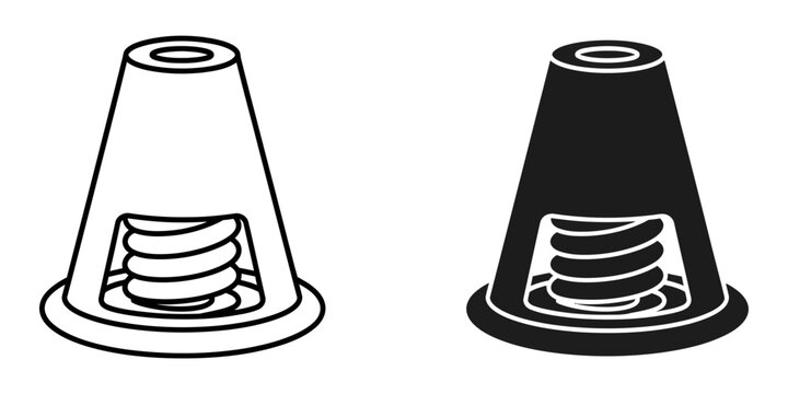 Conical shaped nozzle with spring inside on white and black background