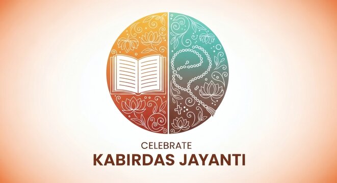 Celebrate Kabir Das Jayanti Graphic Banner with Symbolic Icons