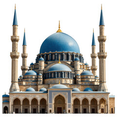 Fototapeta premium Blue Mosque with Golden Dome and Minarets Isolated