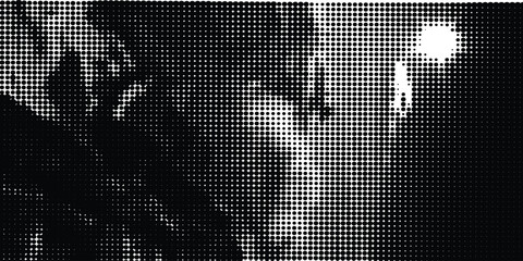 Fototapeta premium Halftone Portrait Of A Person Smoking A Cigarette In Abstract Retro Pop Art Style
