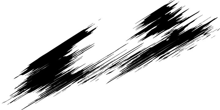 Black abstract brush stroke pattern against a white background.