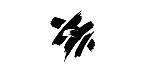 Fototapeta premium Abstract black ink brush strokes on white background.