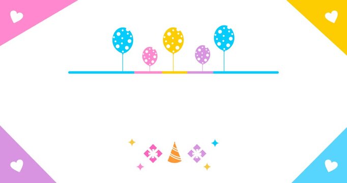 Copy space background animation with birthday and new year event decorations