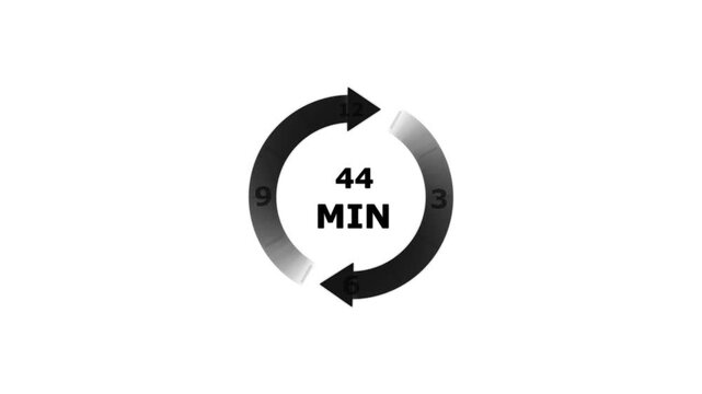 Circular timer with forty four minutes duration displayed in black and white gradient style on a clean white background for time management