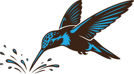 Hummingbird diving into water with splash vector illustration © Prosun Design