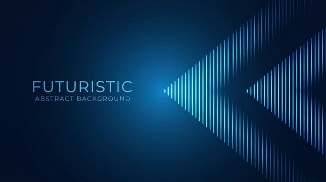 Abstract glowing arrow lines on dark blue background. Modern shiny blue geometric lines design. Futuristic technology concept. Horizontal banner template with space for your text. Vector ... See More
