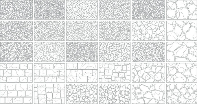 Landscape architecture graphic patterns for paving stones bricks and ground textures reference sheet with landscape architecture drafting construction material hardscape illustration stonecraft