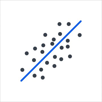 Minimalist scatter plot graph with trend line and data points