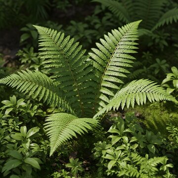 Large green ferns in forest undergrowth.