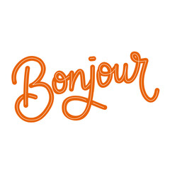Bonjour French Greeting Hand Lettering Typography © Ferina