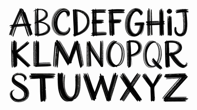 Handwritten black uppercase alphabet letters a to z in a stylish cursive script