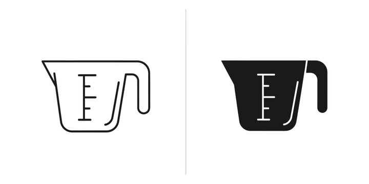 Measuring cup with clear lines on white and black backgrounds for culinary and science applications