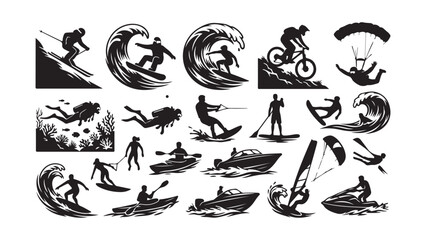 Obraz premium Extreme Sports Activity Silhouette Collection