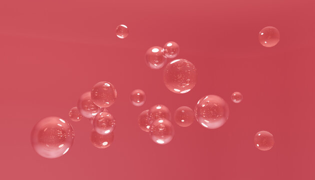 Pink bubble abstract background glossy 3d floating minimal clean airy mood digital art with soft light pink bubble