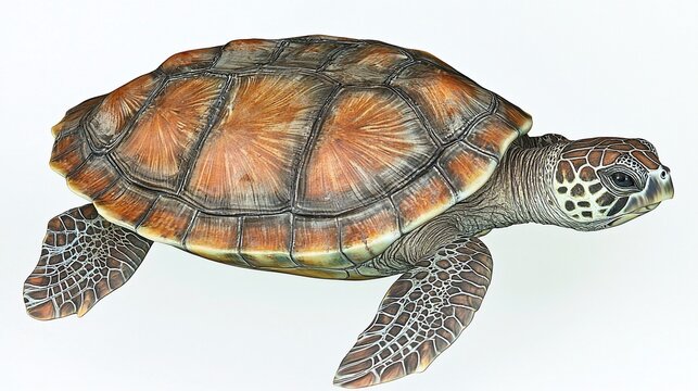 Green Sea Turtle Isolated on White Background