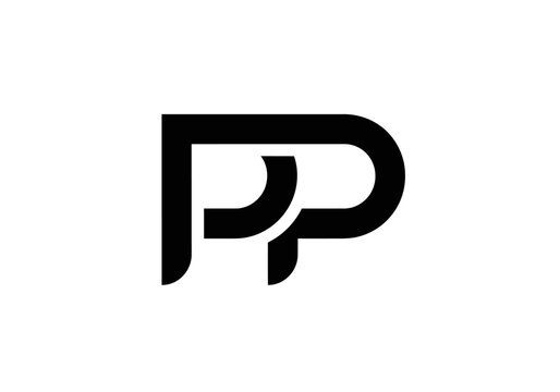 Minimalist interlocking PP monogram logo on white background
