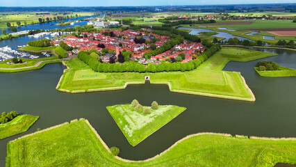 Fototapeta premium Aerial drone view of medieval Fortified City of Heusden, Netherlands, May 14, 2026