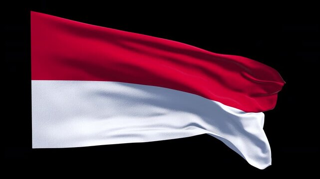 Realistic animation of the Monaco flag waving in the wind, ideal for travel, news, diplomacy, luxury lifestyle content, patriotic visuals, national holidays, educational projects, presentations, web