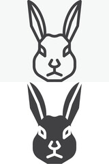 Hare head icon set with long ears. Line, outline and solid icon versions. Editable stroke vector sign and symbol. Hare icon in different style collection. © alekseyvanin