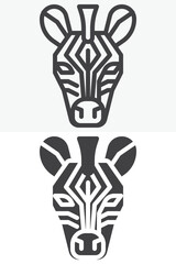 Fototapeta premium Zebra head icon set with striped face. Line, outline and solid icon versions. Editable stroke vector sign and symbol. Zebra icon in different style collection.