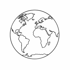 Obraz premium Simplified Black Outline Globe Depicting Continents and Oceans in Minimalist Style