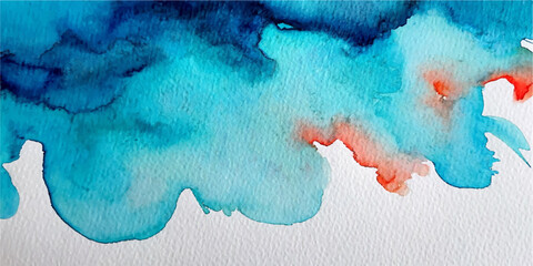 This abstract blue watercolor texture features a hand-painted artistic pattern inspired by the fluid nature of earth and ocean to create a splash of light and color resembling a world map on paper © Alpha Designs
