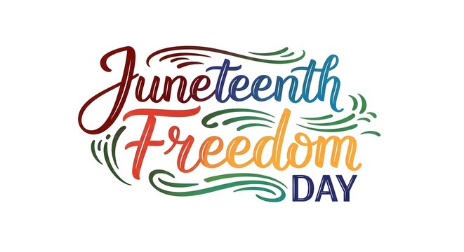 Juneteenth freedom day typography vibrant lettering for june 19th emancipation celebration graphics