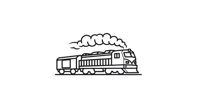 Vintage steam train illustration side view.