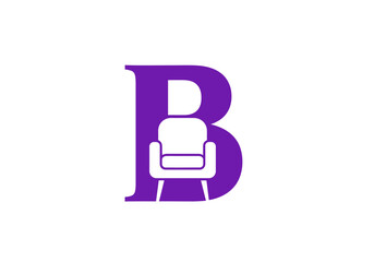 Minimalist purple letter B logo featuring integrated armchair icon © Roy