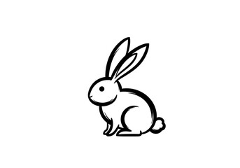 Obraz premium Minimalist rabbit line art illustration on white background