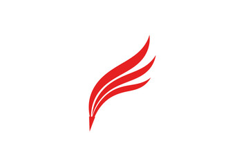Obraz premium Minimalist red feather quill pen icon on white background