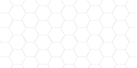 Fototapeta premium Abstract White hexagonal paper background. Luxury digital white grid cover Pattern. Futuristic emboss honeycomb mosaic white background. geometric mesh cell texture. modern futuristic wallpaper.