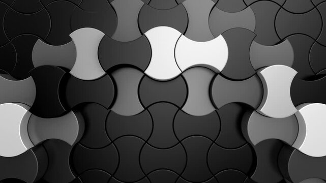 Geometric Shapes Form a Wave. Abstract motion, 3d rendering, 4k resolution
