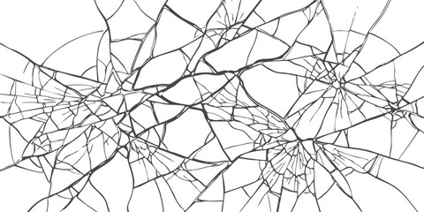 Obraz premium Black and white texture of broken glass with sharp cracks and spider web patterns for a modern design look
