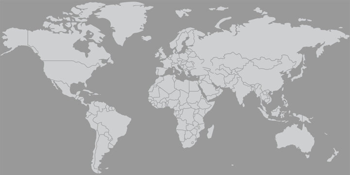Geographic World Map in Grayscale Design
