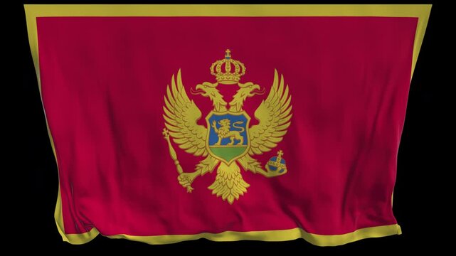 Realistic animation of the flag of Montenegro waving in the wind, ideal for news, travel, diplomacy, patriotic visuals, cultural content, national holidays, educational projects, presentations, and we