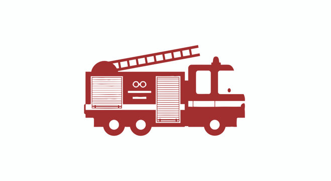 Red fire engine with ladder for emergency rescue