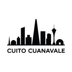 Obraz premium City Skyline Silhouette With Text Black On Transparent Background
