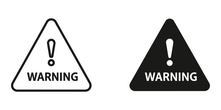 Warning sign with exclamation mark in a triangle black and white versions conveying caution and alert