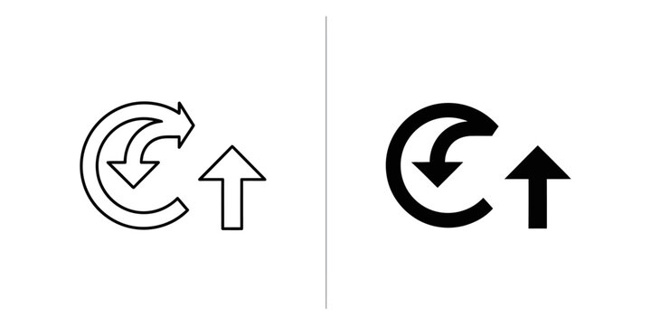 Circular refresh arrows with upward arrow symbol on white background for concept of updating or syncing data