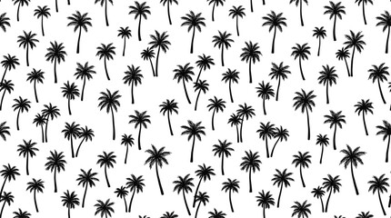 Fototapeta premium Tropical palm tree silhouette seamless pattern for summer beach design, exotic vacation background, and nature-inspired decoration