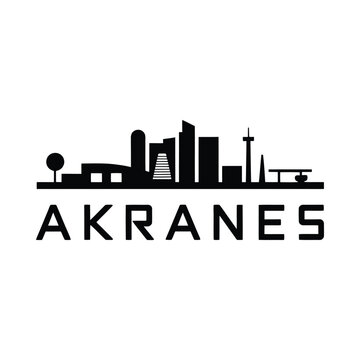 akranes city skyline silhouette on white background