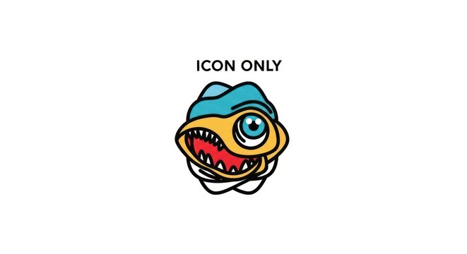 Cartoon fish head with blue hat.