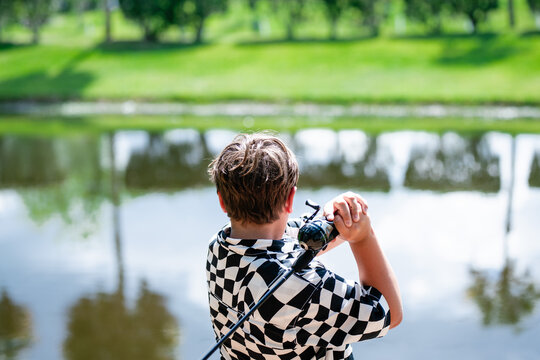 fishing on backyard