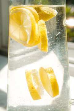 Lemon Slice in Water Pitcher